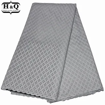 

H&Q Grey Nigerian Lace Fabric Polish Lace Tribute Satin Lace Punched African Cotton Lace With High Quality For Sewing Garment