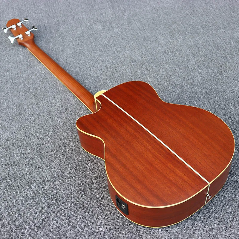 4 струны акустическая электрическая бас гитара 43 дюймов натуральный коричневый цвет cutway дизайн 24 Лады с эквалайзером бас гитара ra