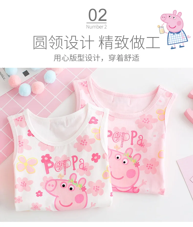 Peppa Pig дети девочка жилет футболка Мультфильм Свинка Пеппа плюшевая одежда для маленьких девочек игрушка Рождественский подарок хлопок