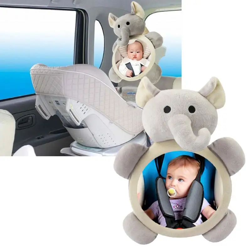 Милый мультяшный слон, автомобильное регулируемое детское зеркало заднего вида, товары для безопасности для младенцев, Задние Зеркала, подголовник, автомобильные аксессуары