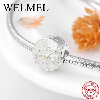 

New 925 Sterling Silver pale pink enamel Like a branch shape beads Fit Original European Charm Bracelet Jewelry making