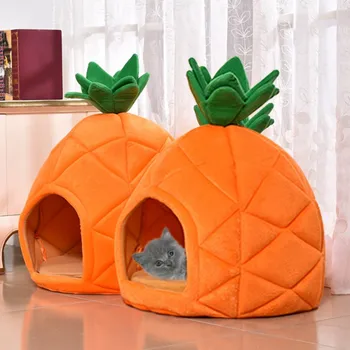 

Dog Cat Bed Cave Sleeping Bag Creative Kennel Cat Nest Teddy Dog Pineapple Shape Bed Warm Foldable Dog House