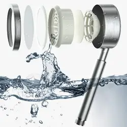 Shower Head Stainless Steel Handheld Showerhead Water-saving Pressure Boosting Water Sprayer with Filter