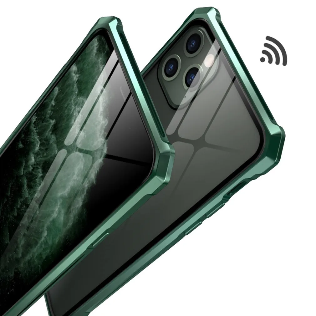 Алюминиевый металлический бампер Пряжка закаленное стекло чехол для iphone 11 Pro Max S10