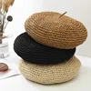 Summer Weave Beret Female Straw Hats For Women Spring Autumn Flat Sun Hat Breathable Casual Holiday Artist Beach Cap Chapeau 5