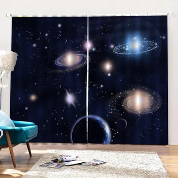

1pc Curtain Printing Galaxy Decorative Polyester Curtain Drape for Hotel Home