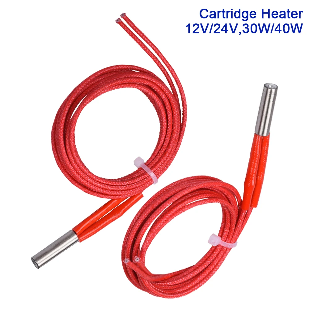 12v/24v MK8 Extruder Hotend Heater Cartridge/Heat Block/M6x30mmThroat 3D Printe 