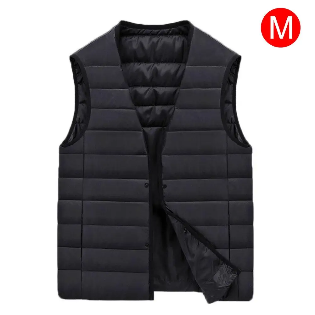 M Smart Charging Heating Vest Men's Cotton Coat V-neck Graphene Carbon Fiber Heating Vest Jacket Winter Water Washable Heating Ves - Color: M