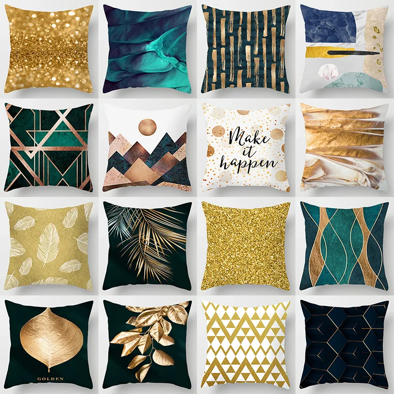 New Gold Blue Nordic Geometry Cushion Cases Hot Modern Abstract Art Decorative Pillows Cover Couch Seats Bed Sofa Throw | Дом и сад