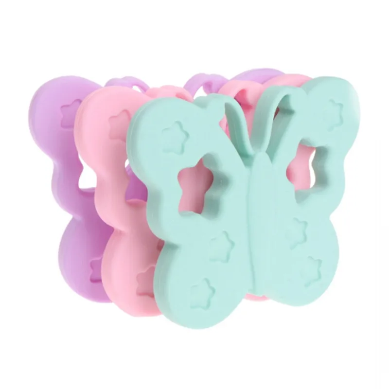 

Silicone Butterfly Baby Teether DIY Baby Shower Gift Accessories Rattles Pendants Nursing Necklace Charms Teether