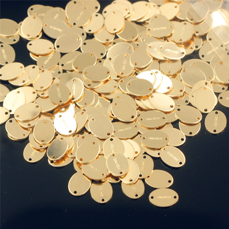 14K Gold Filled Oval Quality Charm 1/20 14kt Gold Drop Pendant for Jewelry Making DIY Jewelry Accessories Jewelry Findings