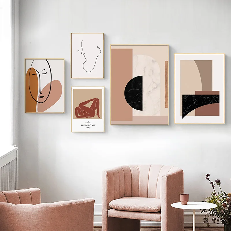 

Abstract Color Block Northern European-Style Living Room Decorative Painting Art Bedroom Hanging Painting Entrance Mural INS-Sty