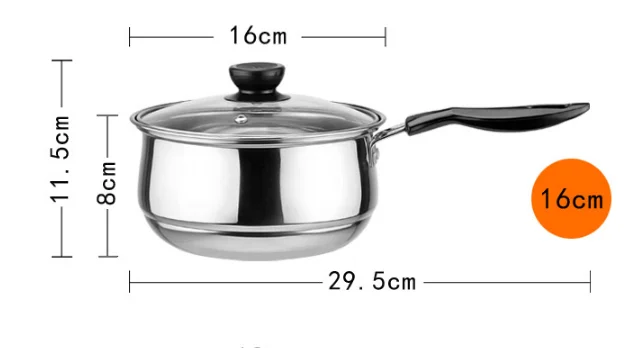 16cm one handle kind Кастрюля из нержавеющей стали с двойным дном, кастрюля для супа, немагнитная, многоцелевая кухонная посуда, антипригарная сковорода, индукционная плита, б/у кастрюля - Цвет: 16cm one handle kind