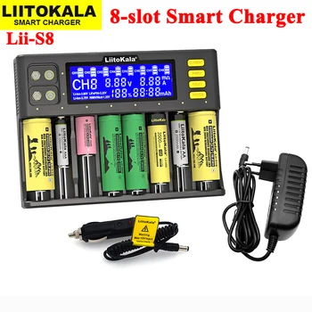 

2020 LiitoKala Lii-S8 Battery Charger Li-ion 3.7V NiMH 1.2V Li-FePO4 3.2V IMR 3.8V Charger for 18650 26650 21700 26700 AA AAA