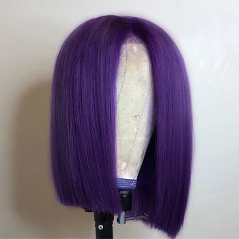 

Purple Human Hair Wigs Lace Front Wigs Brazilian Straight Colored Human Hair Straight Wigs Remy Short Bob Ombre for Black Women
