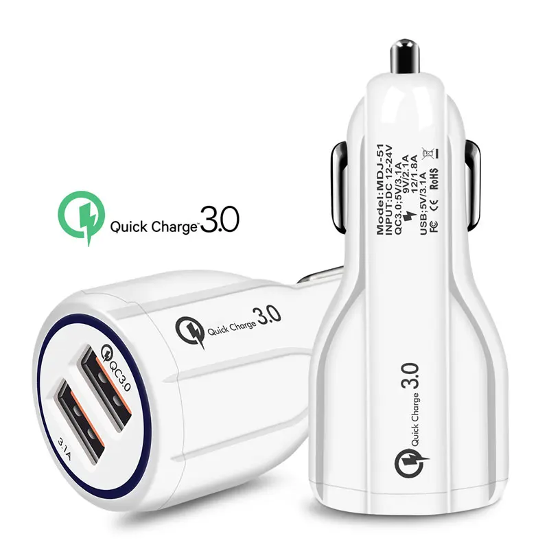 

Quick Charge 3.0 Car Charger Cigarette Lighter Socket Adapter QC 3.0 Dual USB Port Fast Charge Car Accessories For Phone DVR MP3