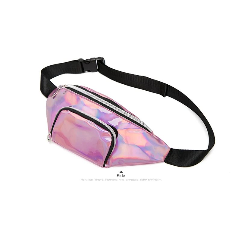 RIAYOOE Женская голографическая поясная сумка розового цвета для путешествий на открытом воздухе, сумка на грудь, серебристые, лазерные Чехлы для телефона, черная Дорожная Спортивная Сумка