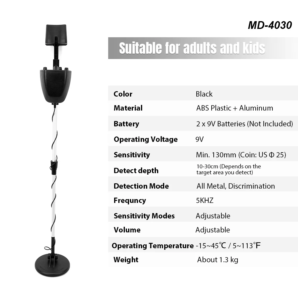 MD-4030 металлоискатель подземный Портативный детектор металоискатель Длина регулируемых детекторов золота Цепь детекторов охотников за металласокровищами металлодетектор
