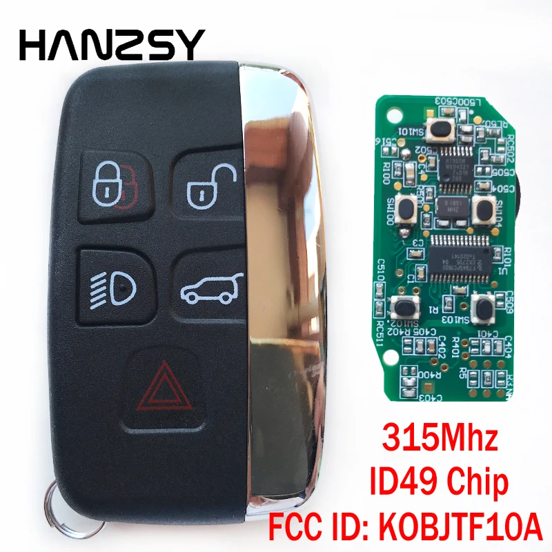 5 Buttons Smart Key For Land Rover Discovery 4 Freelander Range Rover Sport Evoque 2012-2015 KOBJTF10A ID49 Chip 315Mhz