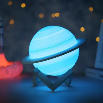 

16 Colors Rechargeable 3D Print Saturn Lamp Edible Degradable PLA Non Toxic Pollution-free Moon Night Light with Remote Control