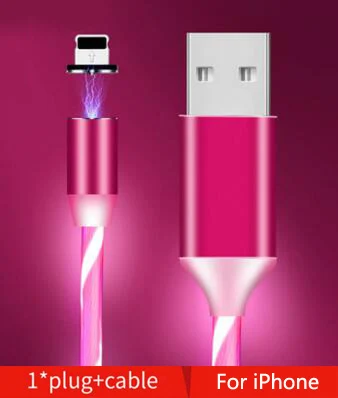 Автомобильные аксессуары плавный свет Магнитный usb кабель для зарядки, кабель Micro usb и кабель usb type C светодиодный светящийся магнит зарядное устройство - Название цвета: For iphone Red