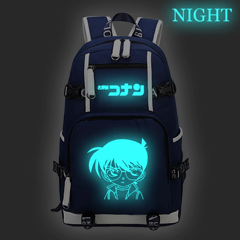 

Japanese Cartoon Detective Conan Backpack Teenagers Student Schoolbags Children Kid Travel Backpack Luminous Laptop Backpack
