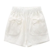 Летние шорты для активного отдыха для девочек; Детские повседневные Хлопковые Штаны с эластичной резинкой на талии; Детские пляжные штаны для малышей; однотонная одежда для маленьких девочек