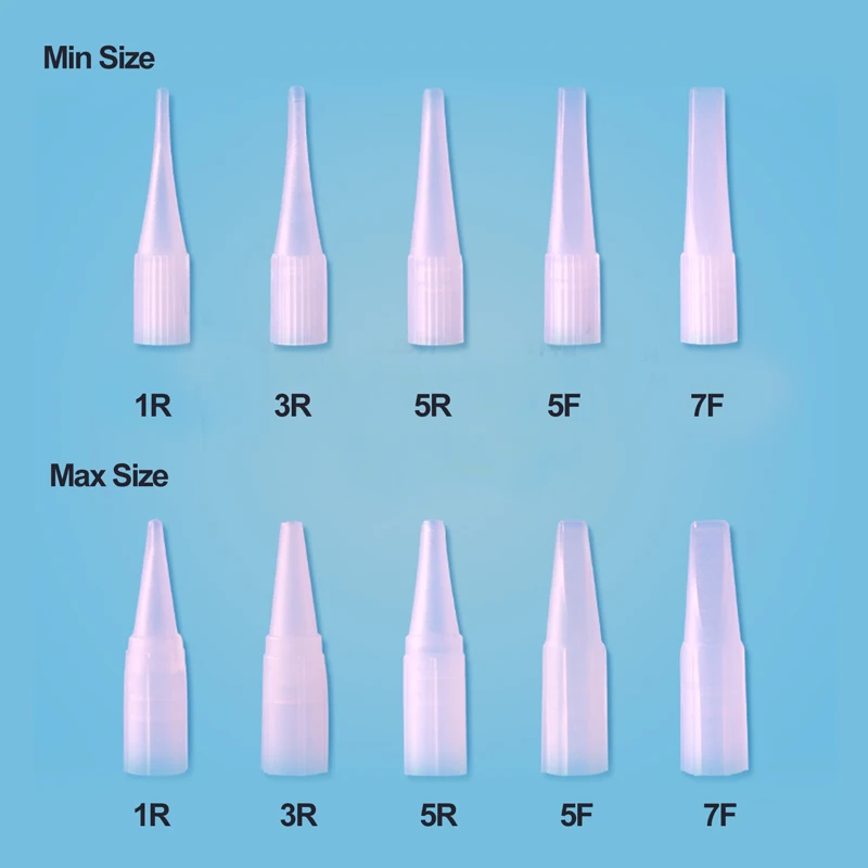 500 шт. минимальный размер шапки татуировки иглы шапки и наконечники 1R, 3R, 5R, 7R, 5F, 7F белый пластик Перманентный макияж бровей и губ аксессуары