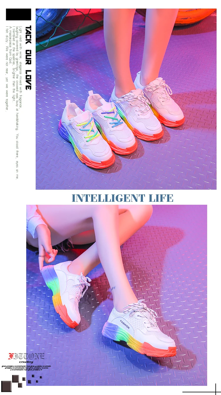 Дышащие сетчатые цветные кроссовки на платформе; Женская весенне-Осенняя обувь; женская модная удобная повседневная обувь на шнурках