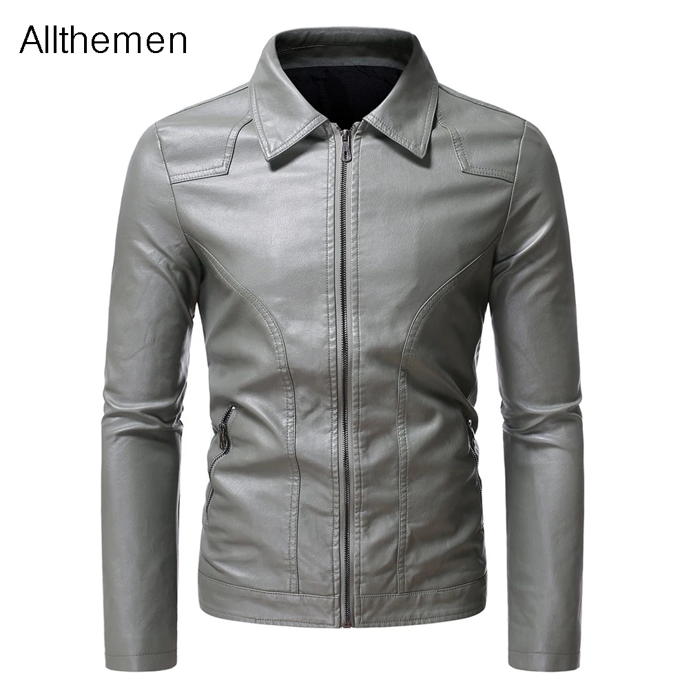 Куртка Allthemen мужская из искусственной кожи Классическая мотоциклетная