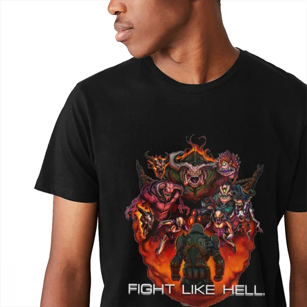 Летние мужские футболки популярная игра Doom Fight Like Hell футболка