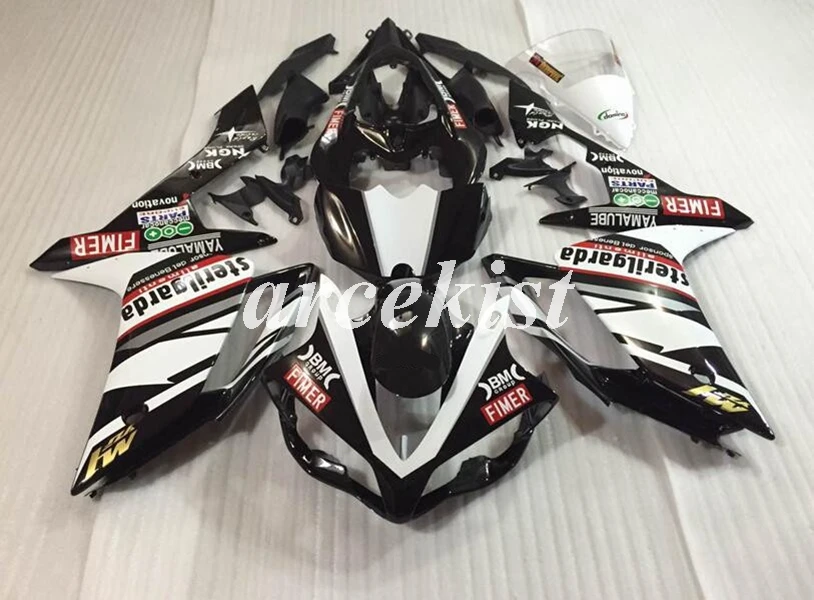 

Top Injection Mold New ABS Motorcycle Full Fairings Kit Fit for YAMAHA YZF-R1 2007 2008 07 08 bodywork set black white gloss