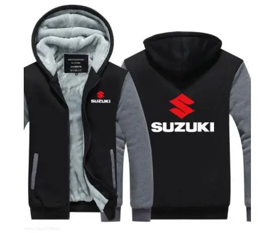 Темно-серый Зимний флисовый теплый мужской свитер Suzuki, зимний утепленный джемпер, пальто с длинным рукавом, толстовки - Цвет: Темно-серый