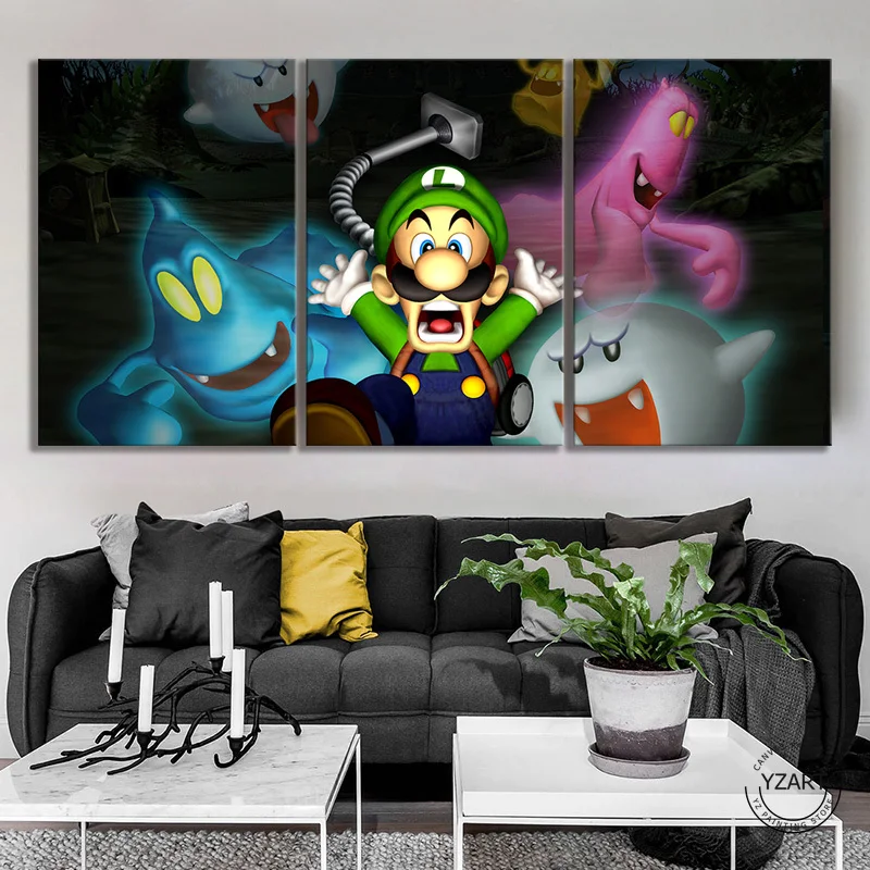 Аниме видео игры Искусство Марио Bros картины Настенные Luigis Mansion 3 игра ужасов художественный плакат на холсте картины стены искусства