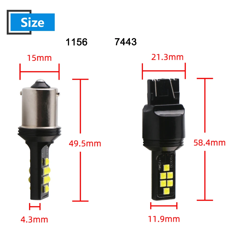 100 х дневные ходовые огни 12V Белый 3030 12 светодиодов SMD Включите свет P21W 1156 BA15S светодиодные лампы 700LM BAU15S 1157 3157 7443 Резервное копирование Хвост Автомобильные стояночные огни индикатор