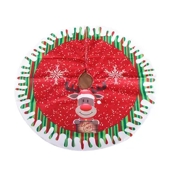 

Round Elk/Santa/Snowman Print Xmas Tree Skirt Cover Floor Carpet Christmas Decor