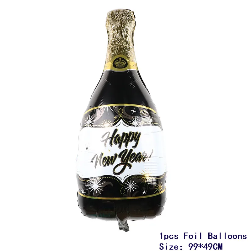 10/30/50pcs Black Large Champagne Wine Bottle Celebrate New Year Anniversary Party Foil Balloons Decor Gift Globos Supplies