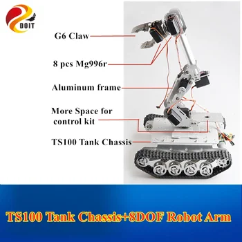 

Mobile Robot TS100 Shock Absorber Tank Chassis+8 DOF Mechanical Arm for Grabbing Transport DIY Educational Project