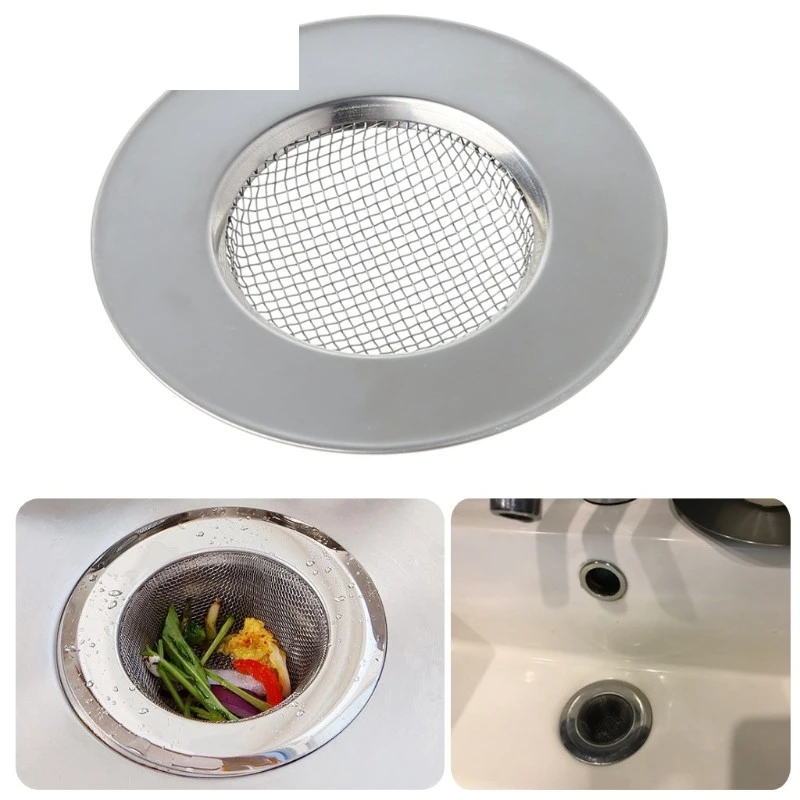 Stainless Steel Hair Catcher Shower Curtain Shower Tray Filter Hole Trap Sink Metal Strainer
