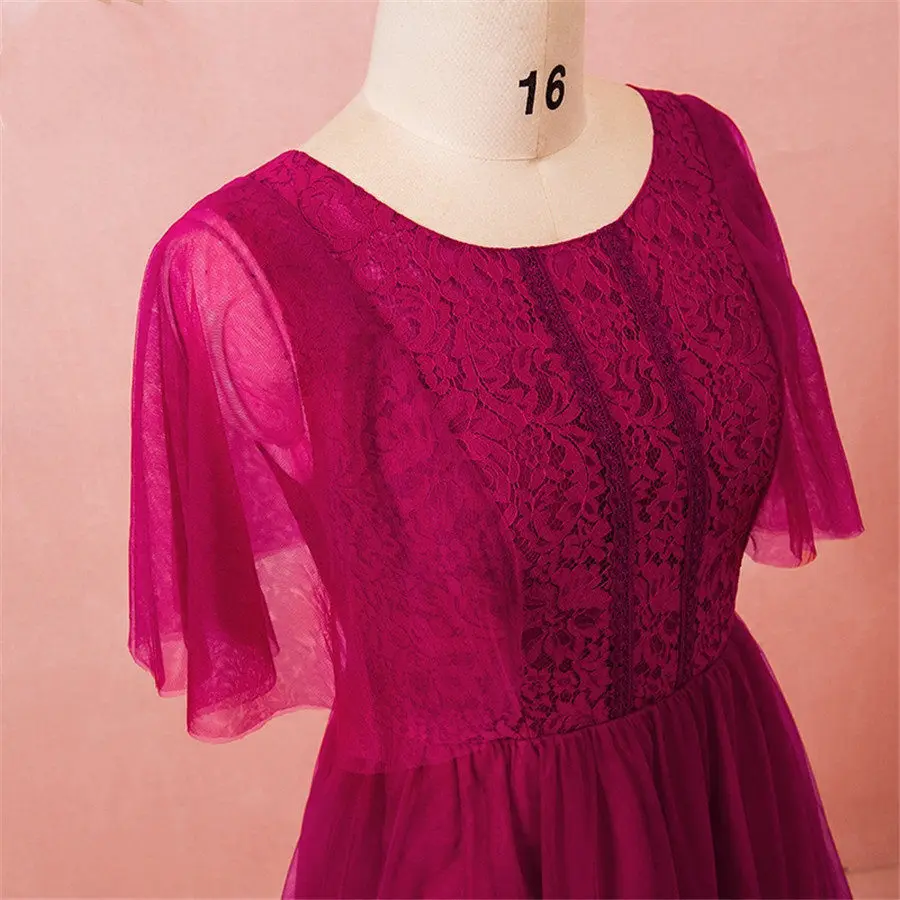 Половина рукава Robe De Soiree Кружева молнии Вечернее платье T503 размера плюс длинные женские вечерние платья бордовое элегантное платье для выпускного вечера