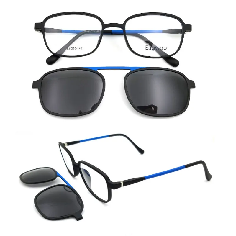 Магнитные очки ободковая оправа для очков рецепт; очки винтажные очки для близорукости поляризованные солнцезащитные очки антибликовые 852 - Цвет оправы: Blue