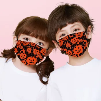 

15 Styles Mask Kids Children Halloween Prints Reusable Face Mask / With Clear Window Visible Expression For Deaf Mute People