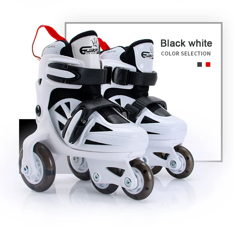 White EUR 25-29 Детские роликовые коньки с 4 колесами, двойные тормоза, регулируемая дышащая обувь для катания на коньках, для начинающих, анти-осенние роликовые коньки с костюмом - Цвет: White EUR 25-29