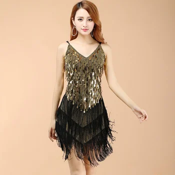 

Ballroom Dancing Tango Dresses Salsa Latin Dance Dress Women Black Adult Competition Sale Costume Fringe Red Sequin Cha Cha