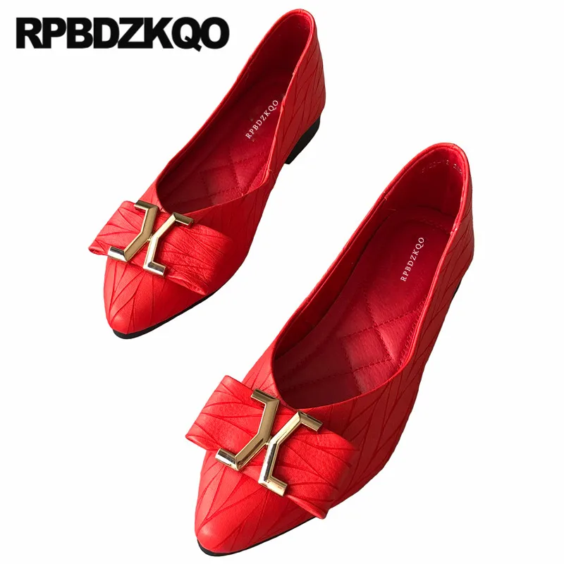 

flats genuine leather chinese slip on red ladies 2019 metal designer shoes china cowhide pointed toe women black casual italian