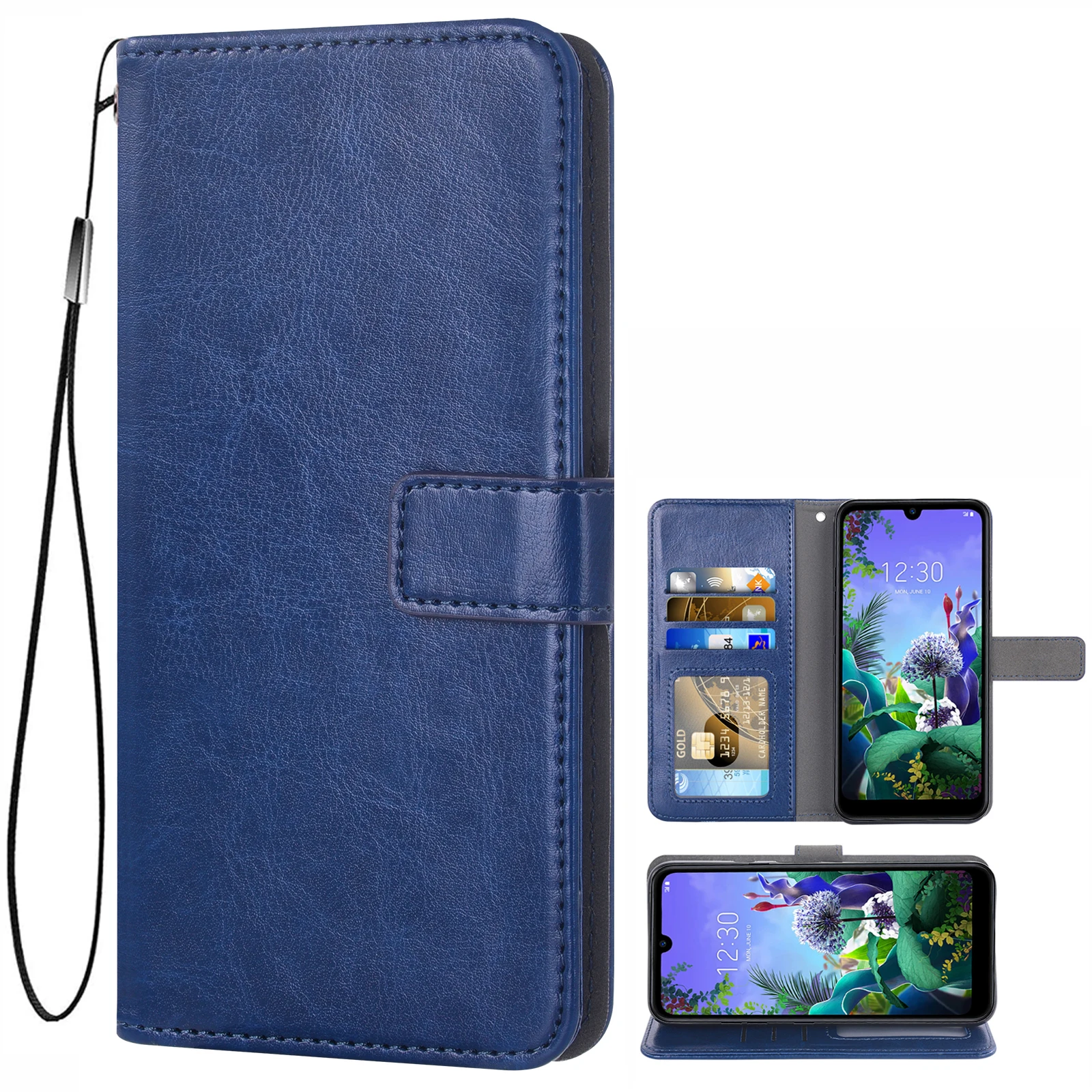 Custodia A Portafoglio In Pelle Con Flip Cover Per Lg Q6 Plus Q7 Alpha Q60 Q70 K4 2017 K8 2016 K9 K10 2018 K12 K20 K30 2019 K31 K40 K50