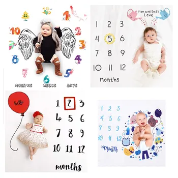 

Newborn Baby Milestone Blankets Infant Growth Photography Props Background Cloth Cartoon Print DIY Commemorate Rug For Baby Gift