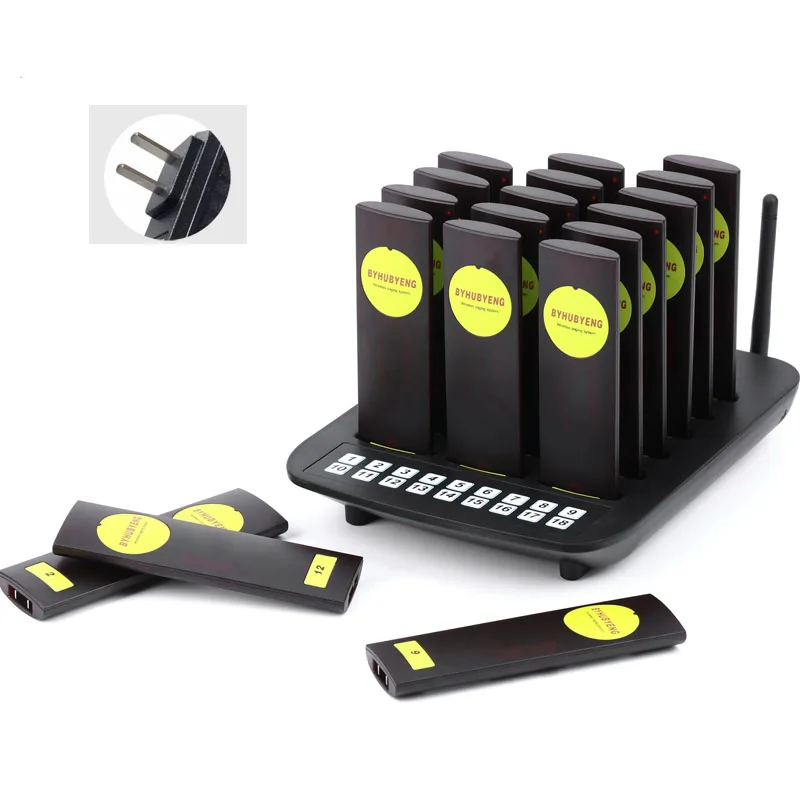 CN Plug BYHUBYENG 1 передатчик 18 Coaster пейджер беспроводной пейджер подкачки системы вызова для оборудование для ресторана церковного кафе - Цвет: CN Plug