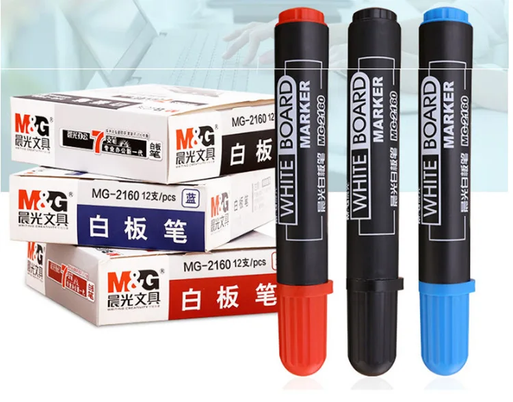 M&G, канцелярские принадлежности, ручка для белой доски MG2160, одноголовая, ручка для белой доски, Wipable, на водной основе, ручка для краски, Легко протирается, в форме, для офисного использования
