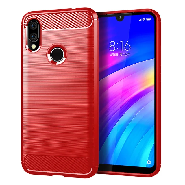 Чехол для Redmi 7 Чехол ZROTEVE Мягкий ТПУ силиконовый бампер чехол из углеродного волокна матовый чехол s для Xiaomi Redmi7 Redmi 7 7A чехлы - Цвет: Red (Redmi 7)